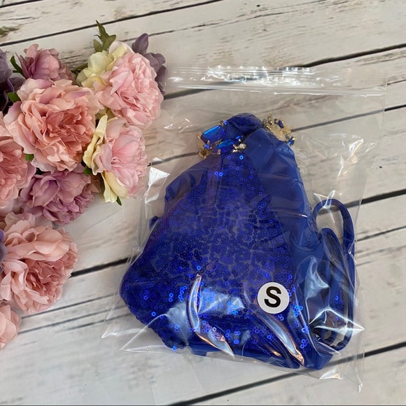 Blue Diamond Sequin Crystal Rhinestone Bikini - Picture 12 of 13